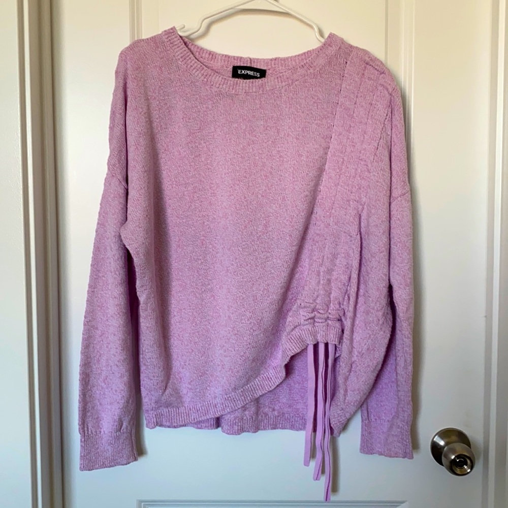 LAST CHANCE - Express Pink Pullover Sweater w/ Asymmetric Adjusting Ties